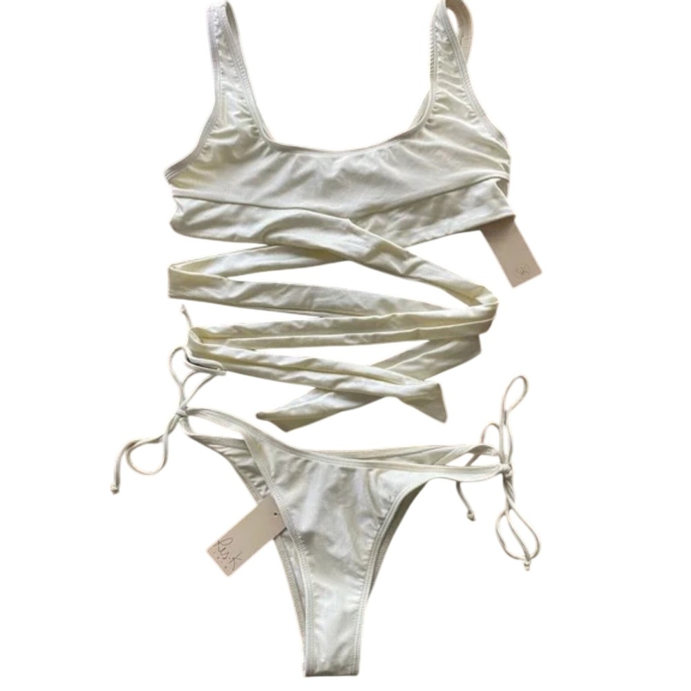 NWT Dippin' Daisy's Ris-k Womens Ritual Tie Bottoms Frolic Wrap Top Bikini Set S
